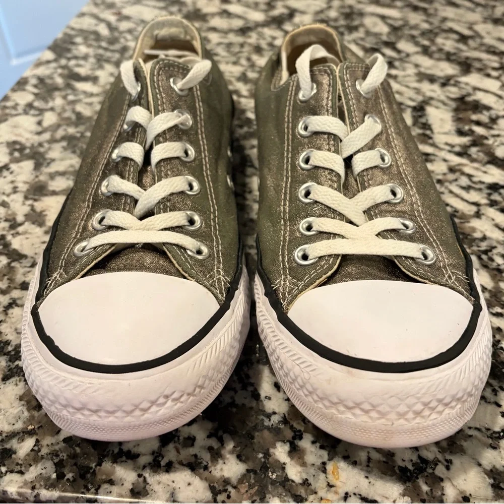 Converse Women’s Gold Metallic Shoes - Picture 2 of 5